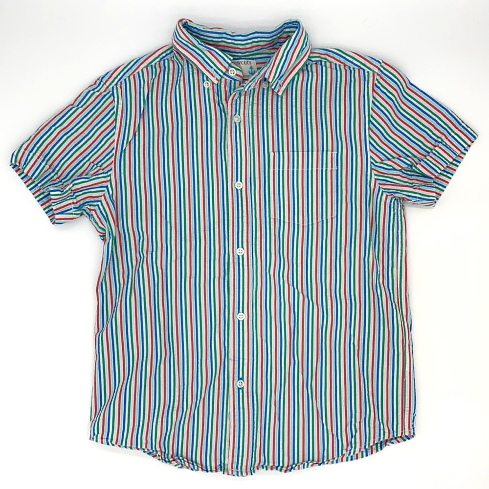 CREWCUTS short-sleeve button-down in rainbow seersucker Boys 12